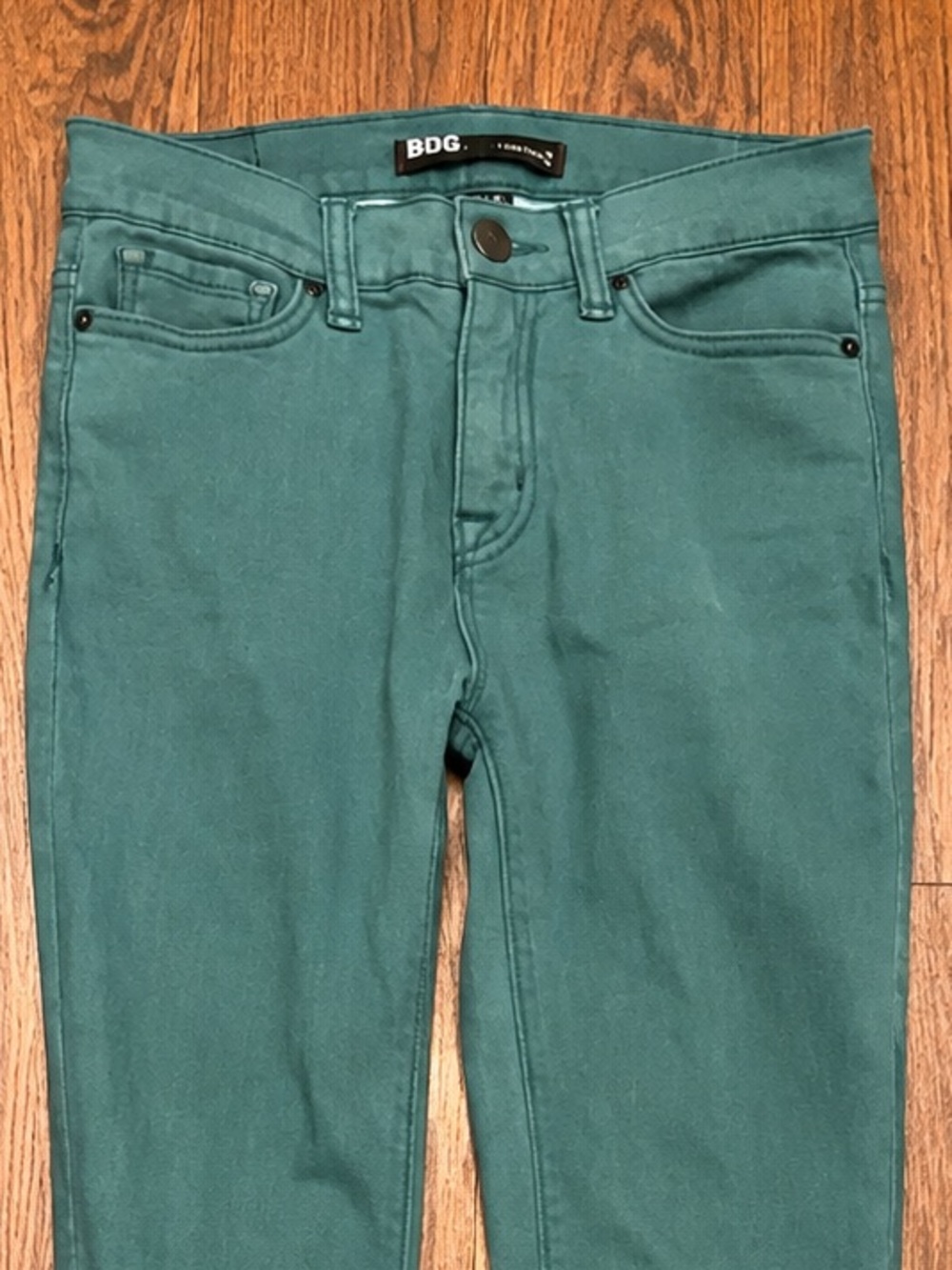 BDG TEAL GREEN STRAIGHT LEG JEANS | STRETCH DENIM | SKINNY FIT PANTS | SIZE 24 - Picture 7 of 8
